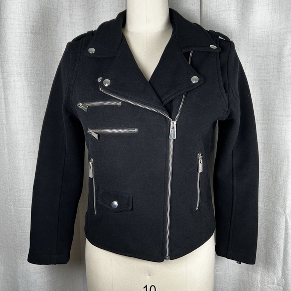 Anine Bing Jackets & Blazers - Anine Bing Women's Medium Felt Moto Classic Jacket Black Biker Zippers Punk Rock